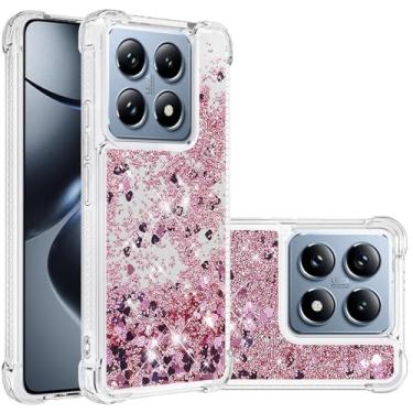Imagem de Monwutong Capa de ajuste fino para Xiaomi 14T, capa para Xiaomi 14T Pro, capa elegante de silicone com efeito areia movediça líquido com glitter, capa de proteção de tela e câmera para Xiaomi 14T/14T