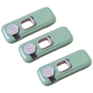 Imagem de Trava de Segurança Geladeira Armario Gaveta Kit 3 unidades Protege Bebe Criança Evita Acidente Multiuso Resistente Fechadura