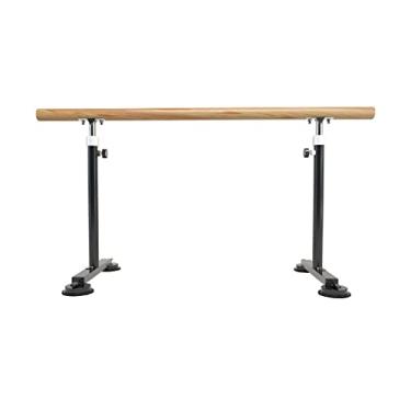 Imagem de Barra de balé barra de alongamento de dança de madeira maciça ajustável em altura bastões de treino de dança portáteis com ventosas antiderrapantes (preto 1,5 m)