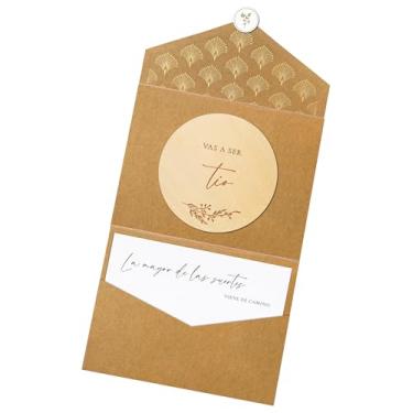 Imagem de Joli Coon Tarjeta de madera Vas a ser tio con sobre desplegable y sello - Anunciar embarazo abuela