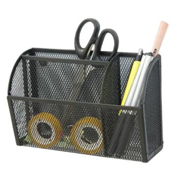 Imagem de Porta-lápis magnético 3 grades organizador de mesa organizador de mesa economia de espaço cesta magnética para geladeira casa escola escritório