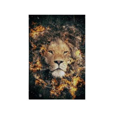 Imagem de Quadro Decorativo Canvas Leão Em Chamas Abstrato Animal Sala - DELIQUA