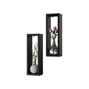 Imagem de Kit Nicho Decorativo Stella Preto para Sala Hall 40 x 10cm - Mercado d