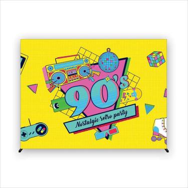 Imagem de Painel de Festa Retangular Anos 90 3,00x2,00 metros - Fera Print