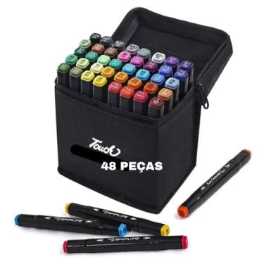 Imagem de Kit Canetinhas Marcadores Permanentes com Ponta Dupla 48 Cores