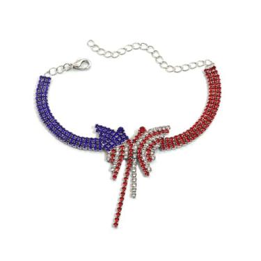 Imagem de Tornozeleira com bandeira americana patriótica para mulheres, dia da independência, strass, borboleta, pé, corrente, 4 de julho, dia da memória, tornozeleiras, joias, acessórios de festa, feriado