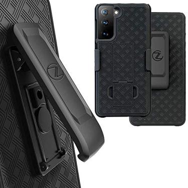 Imagem de Capa coldre para Galaxy S21, capa Zase com clipe de cinto para Samsung S21 5G 6,2 polegadas, resistente, superfina, capa protetora robusta, com clipe de cinto forte [suporte embutido] (capa combo