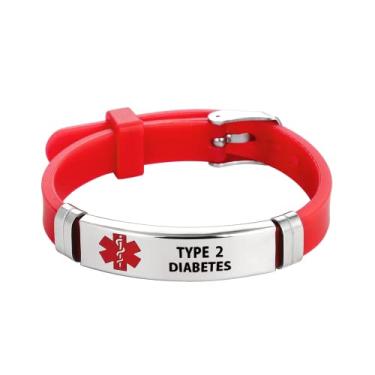 Imagem de DWJSu Pulseira de identificação médica preta, azul, vermelha, alerta médico, identificação, emergência, aviso, ajustável, esportiva, silicone, alerta de saúde, primeiros socorros, 230, Sem Pedra