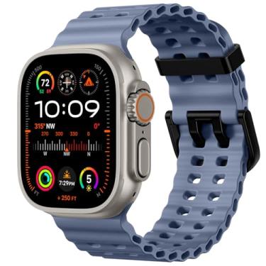 Imagem de Odbeai Pulseira masculina Ocean Sport compatível com Apple Watch Ultra 2 3/Ultra, 49 mm, 46 mm, 45 mm, 44 mm e 42 mm, silicone macio, respirável, à prova d'água, para Apple Watch séries 11, 10, 9, 8-1