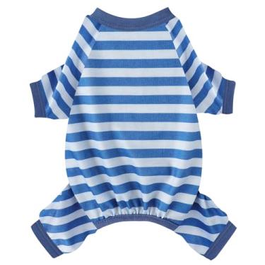 Imagem de Pijamas para cães, roupas de verão para cães pequenos, meninas, meninos, macios, elásticos, chihuahua, yorkie, roupas para cachorros, macacões, pijama, azul, PP
