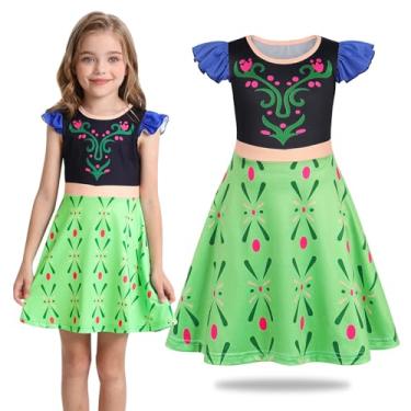 Imagem de Sukyfecde Vestido de princesa para meninas, fantasias de princesa, vestidos de cosplay, festas de aniversário, roupas de Halloween, roupas de Natal 7-8, tamanho 8 (verde)