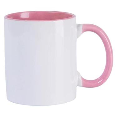 Imagem de Caneca de cerâmica Branca com Alça e Interior Rosa Claro - Live