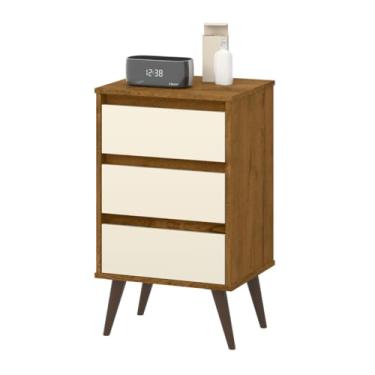 Imagem de Mesa de Cabeceira Wood com 3 Gavetas, Design Moderno, Organização Quarto (FREIJÓ/OFF WHITE)
