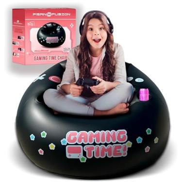 Imagem de FranFusion Cadeira Inflável Rosa para Jogos - Cadeira Gamer com Porta-Copos e Bolso Lateral - Perfeita para Decoração de Quarto de Jogador