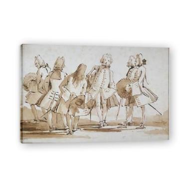 Imagem de Impressão em tela Tiepolo Giovanni Battista Promenade veneziana – Obra-prima rococó barroca, pintura escolar de Veneza, pintura a óleo decorativa para galeria doméstica 50 x 75 cm