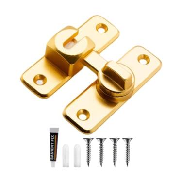 Imagem de IEUDNS Fechadura de porta deslizante com parafusos, trava universal para porta, travas de segurança para casa, garagem, celeiro, escritório, Ouro