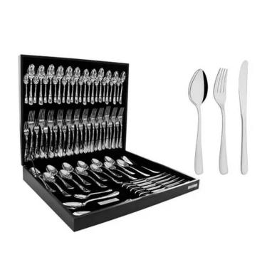 Imagem de Faqueiro Tramontina Classic Inox C/ Estojo De Madeira - 76 Peças Inox