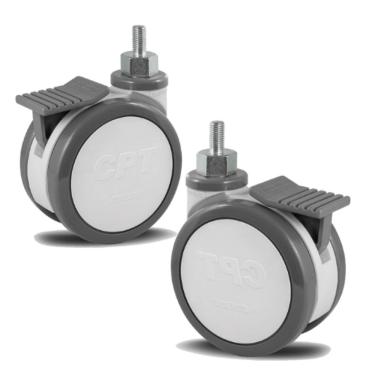 Imagem de 2 Rodizio Giratório Hospitalar 5 Pol Espiga Com Freio Cpte