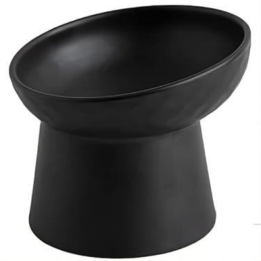 Imagem de Comedouro Elevado de cerâmica para Gatos e Cães, 200ml, design moderno - Modelo Vicenzo (Preto)