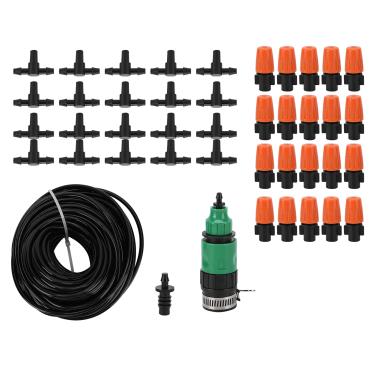 Imagem de Névoa Irrigação Kit Rega Automática Atomização Bico Pulverizador Mangueira com Temporizador para Jardim Gramado Estufa 20 Metros Longo Tubo De Plástico