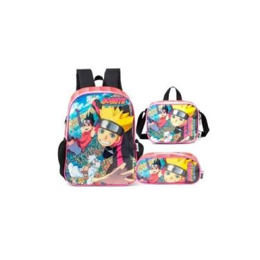 Imagem de Kit Mochila Infantil Naruto Boruto Meninos Escolar Costas - Luxcel