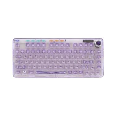 Imagem de Odpaltoy Teclado Mecânico Transparente F81 75% Forbt5.0/2.4G/Usb-C, Com Teclas Hot-Swappable, Rgb Gaming Para Win/Mac, Vedação, 4000Mah (Roxo)