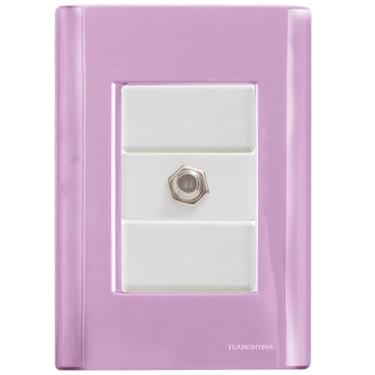 Imagem de Cj Tomada conexão TV SAT Coaxial Giz Rosa completo pronto