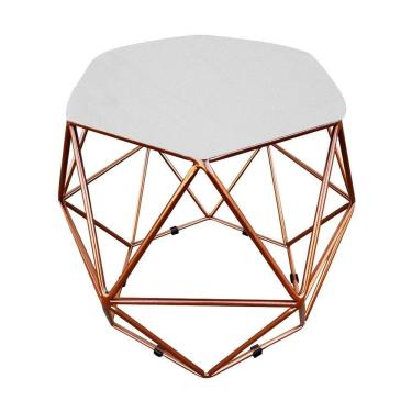 Imagem de Puff Aramado Hexágono Suede Base Bronze D`Rossi