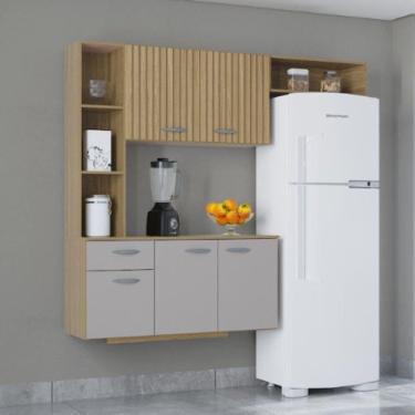 Imagem de Cozinha Poquema Suspensa Com Balcão Isis Damasco/off White