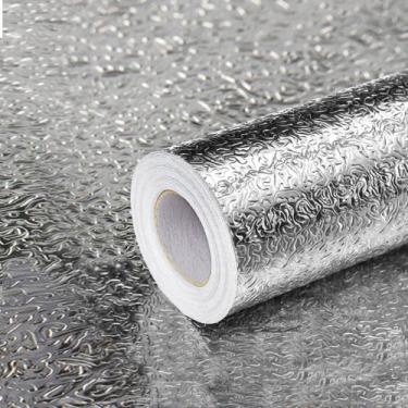 Imagem de Adesivo Revestimento Cozinha Vinilico Alta Temperatura Prata Aluminio 