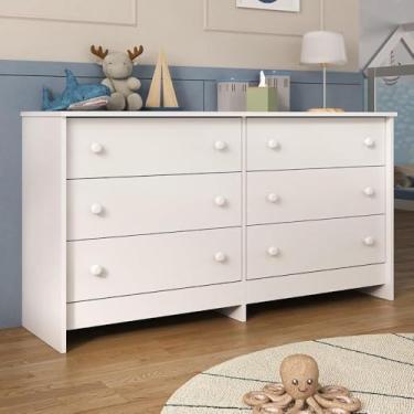 Imagem de Cômoda Infantil 136cm com 6 Gavetas Flex Multimóveis Mp4262 Branco