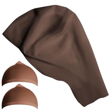 Imagem de Iceyyyy Gorro Careca Marrom Escuro, Elástico De Halloween Com 2 Redes Cabelo, Peruca Falsa Látex Preto Para Maquiagem, Teatro A Fantasia E Festa Cosplay (1 Peça)