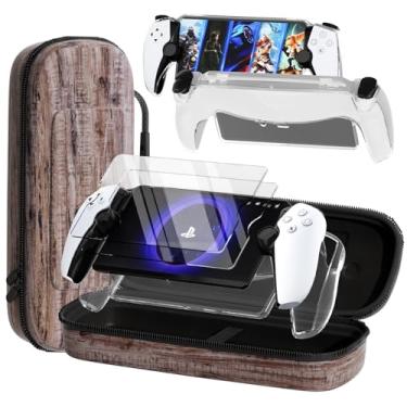 Imagem de QUAGGY 3-in-1 Accessoris Kit Compatible with Playstation Portal, EVA Carrying Case for PS Portal with Clear Skin Protective Cover, 2 Pack Screen Protectors(Wood bag)