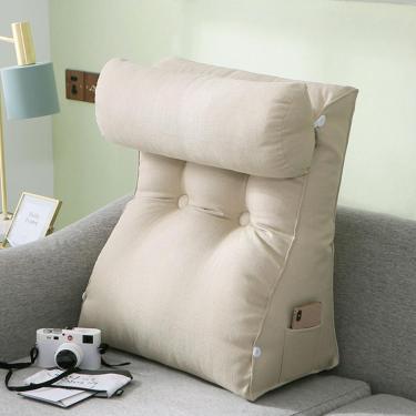 Imagem de Almofada De Leitura E Rolo De Pescoço Destacável, Almofada De Cunha Ajustável, Suporte Para As Costas, Com Espuma De Memória Desfiada, Ótimo Como Encost, Noble White, 45×55×30cm with headrest