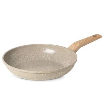 Imagem de Frigideira Antiaderente Cerâmico 22cm - 26cm FOGÃO GÁS, VIDROCERÂMICO, ELÉTRICO e INDUÇÃO(BEGE,26cm)