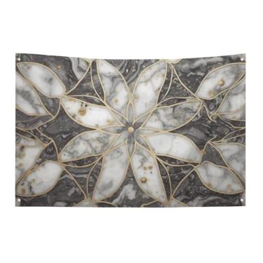 Imagem de Bandeira de pedra de mármore oriental com quatro furos para decoração de parede bandeira de parede para dormitório bar bandeiras de festa ao ar livre 60 x 90 cm