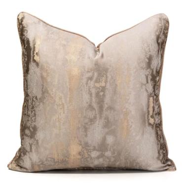 Imagem de vctops Capas de almofada decorativas douradas luxuosas jacquard quadradas fronhas para cama sofá cadeira carro decoração de casa (ouro E, 50,8 cm x 50,8 cm)