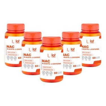 Imagem de Kit 5un Nac 600mg 60 Cápsulas - LOT NUTRITION, Sem Sabor