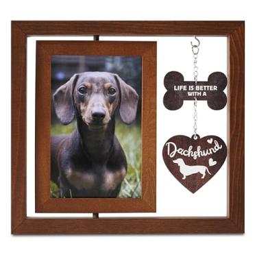 Imagem de InnoBeta Presentes de Dachshund, presentes de cachorro Wiener, porta-retratos giratórios, moldura dupla face 10 x 15 cm, Life is Better with A Dachshund