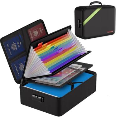 Imagem de Bolsa de documentos à prova de fogo, bolsa de dinheiro, casa, escritório, viagem, bolsa de armazenamento segura com zíper para documentos A4, dinheiro, objetos de valor, joias, passaporte, chaves de