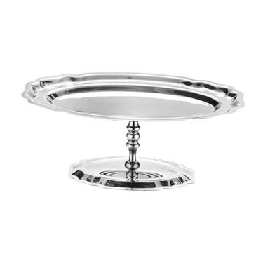 Imagem de ＫＬＫＣＭＳ Tigela para sobremesa, lanches e sobremesas, suporte para bolo, prato de sorvete de aço inoxidável, bandeja para servir frutas com pés para bar de, Prata