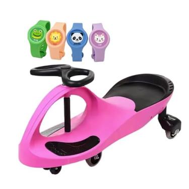 Imagem de Carrinho Rolimã Twister Carrinho de Rolimã Infantil Resistente, Seguro e Super Divertido Rosa com Preto Com Pulseira Animal Acende Luzinha