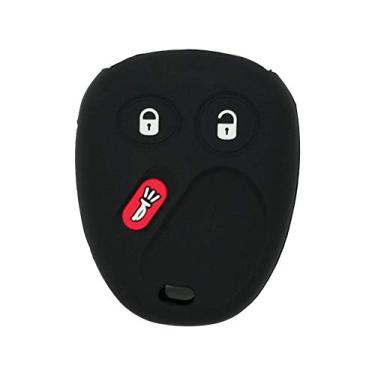 Imagem de SEGADEN Capa protetora de silicone com suporte de capa compatível com CHEVROLET GMC CADILLAC HUMMER SATURN PONTIAC 3 botões controle remoto chaveiro CV4610 preto