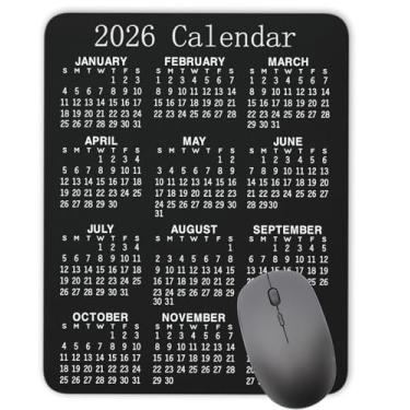 Imagem de Mouse pad de calendário, mouse pad de borracha natural com calendário vertical 2026, mouse retangular criativo de qualidade personalizado para mesa 24 x 20 cm