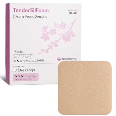 Imagem de Almofada de espuma de silicone sem borda - 10 curativos de espuma de silicone 10 x 6 para cuidados e curativos - Estéril, absorvente e bom para peles sensíveis