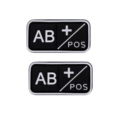 Imagem de Ruoming 2 peças externas 3D PVC borracha macia tipo sanguíneo médico, crachá de gancho de resgate, emblema de moral, acessório DIY (branco AB +)