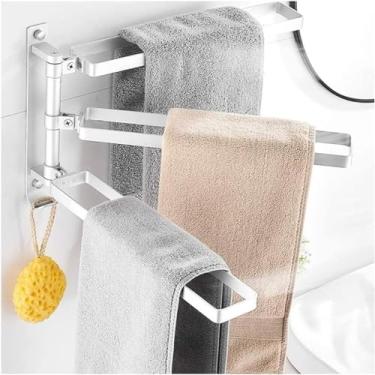 Imagem de Toalheiro Suporte Para Toalha Toalheiro Suporte Para Toalha De Mão Telescópica Giratória 3 Braços Toalheiro De Alumínio Parede Banheiro Toalheiro De Cozinha Barra De Toalhas Prateleira De T