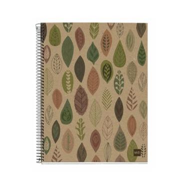Imagem de Caderno Miquel Rius M reciclado para 4 assuntos, forrado 28 x 21,6 cm, 120 folhas de papel pesado, assuntos separados por cor, perfurado com 3 furos, microperfurado, design Ecoleaves
