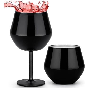 Imagem de Taça Copo Termico 2 em 1 Inox Cocktail Drink Vinho Conserva Bebida Gelada Festa Evento Praia Piscina Moderno