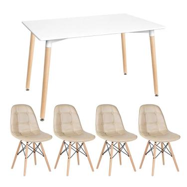 Imagem de KIT - Mesa retangular Eames 80 x 120 cm + 4 cadeiras Botonê